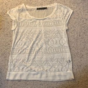 Cream Colored Sheer Aztec Print Shirt